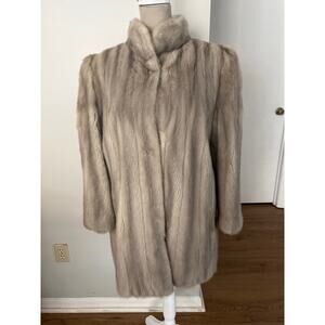 VTG 80’d Capitol Furs W Sz L Mink Fur Coat Cream Luxurious Lansing Michigan